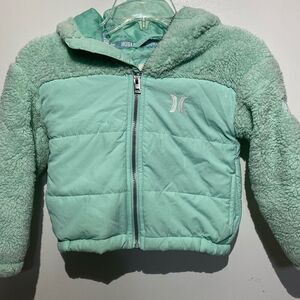 Hurley Girl's Mint Green Sherpa Fleece Midweight Full Zip Jacket Size 5